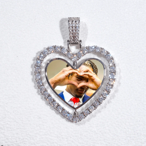 3D Spinning 2-Faced Heart Custom Picture Pendant