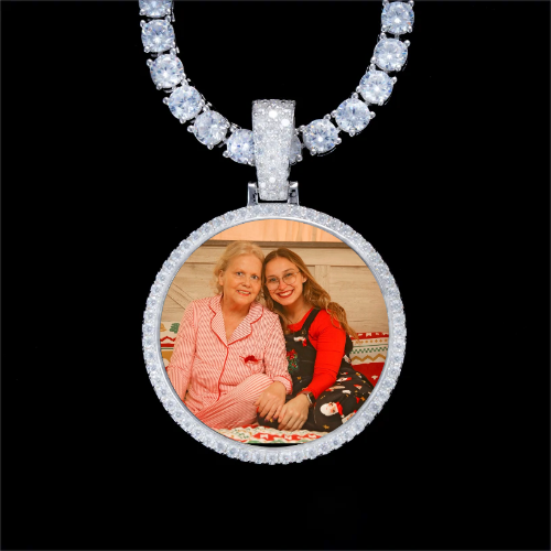 925S & VVS Moissanite 3D Circle Custom Picture Pendant