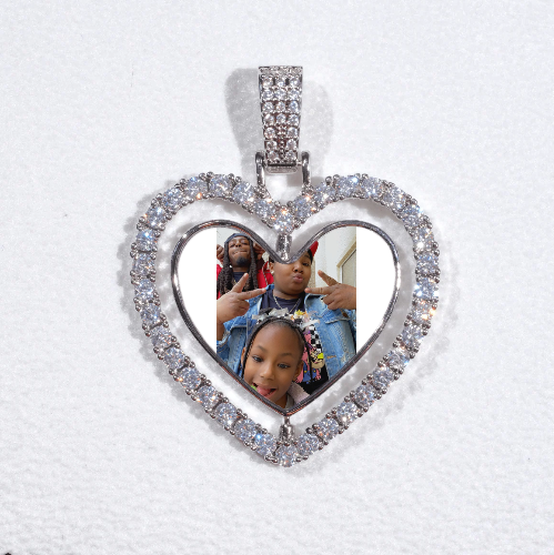 3D Spinning 2-Faced Heart Custom Picture Pendant