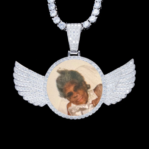 925S & VVS Moissanite 3D Wing Custom Picture Pendant