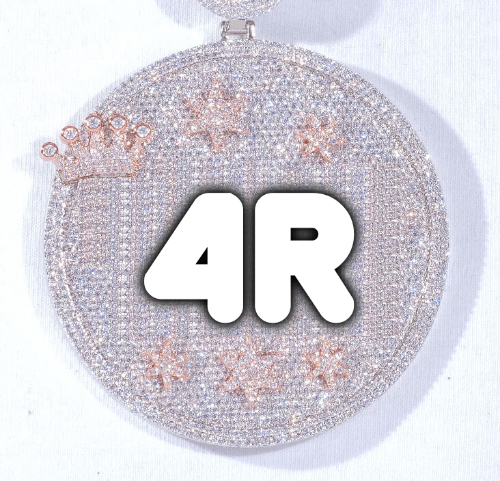 CUSTOM LETTER NECKLACE 3D BIG CROWN DISC