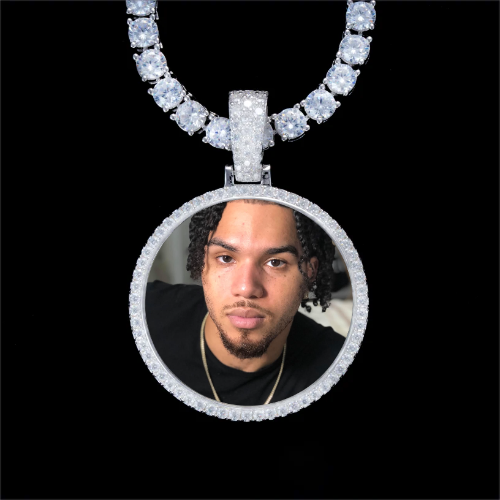 925S & VVS Moissanite 3D Circle Custom Picture Pendant