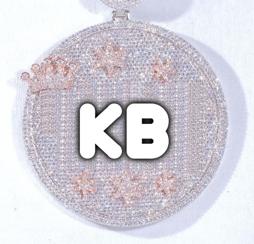 CUSTOM LETTER NECKLACE 3D BIG CROWN DISC