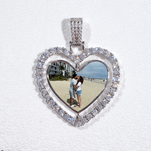 3D Spinning 2-Faced Heart Custom Picture Pendant