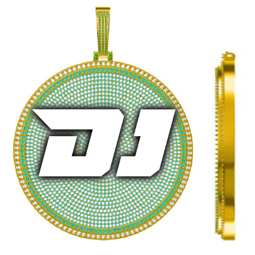 CUSTOM LETTER NECKLACE 3D BIG DISC