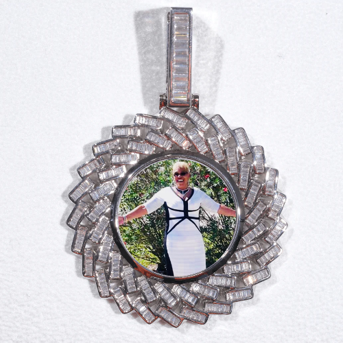 Large 3D Baguette Custom Picture Pendant