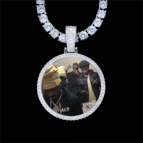 925S & VVS Moissanite 3D Circle Custom Picture Pendant