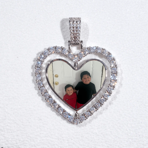 3D Spinning 2-Faced Heart Custom Picture Pendant