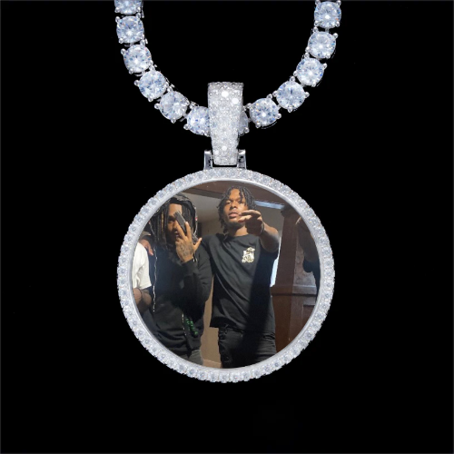 925S & VVS Moissanite 3D Circle Custom Picture Pendant