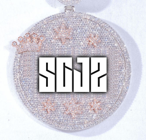 CUSTOM LETTER NECKLACE 3D BIG CROWN DISC
