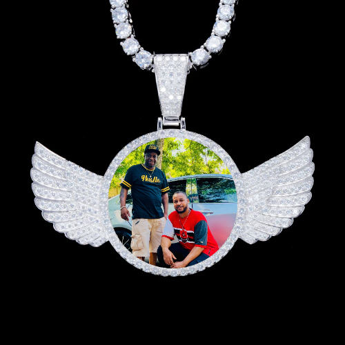 925S & VVS Moissanite 3D Wing Custom Picture Pendant