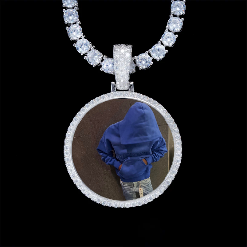 925S & VVS Moissanite 3D Circle Custom Picture Pendant