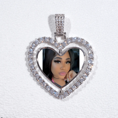 3D Spinning 2-Faced Heart Custom Picture Pendant