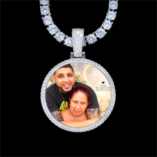 925S & VVS Moissanite 3D Circle Custom Picture Pendant
