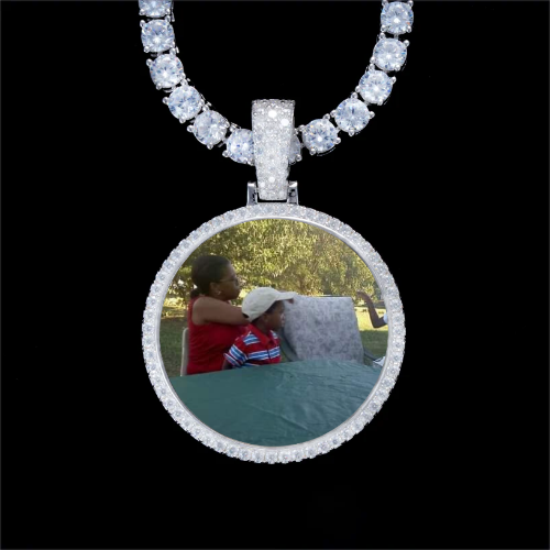 925S & VVS Moissanite 3D Circle Custom Picture Pendant