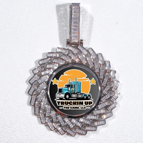Large 3D Baguette Custom Picture Pendant