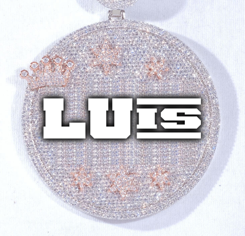 CUSTOM LETTER NECKLACE 3D BIG CROWN DISC