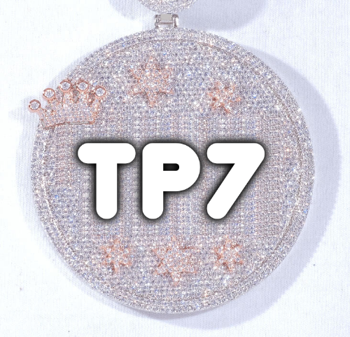 CUSTOM LETTER NECKLACE 3D BIG CROWN DISC