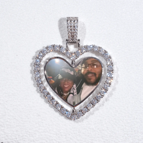 3D Spinning 2-Faced Heart Custom Picture Pendant