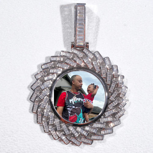 Large 3D Baguette Custom Picture Pendant