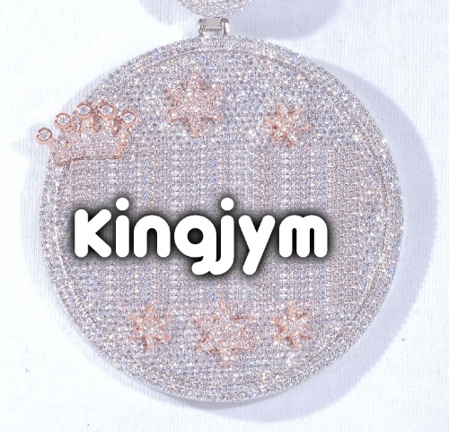 CUSTOM LETTER NECKLACE 3D BIG CROWN DISC
