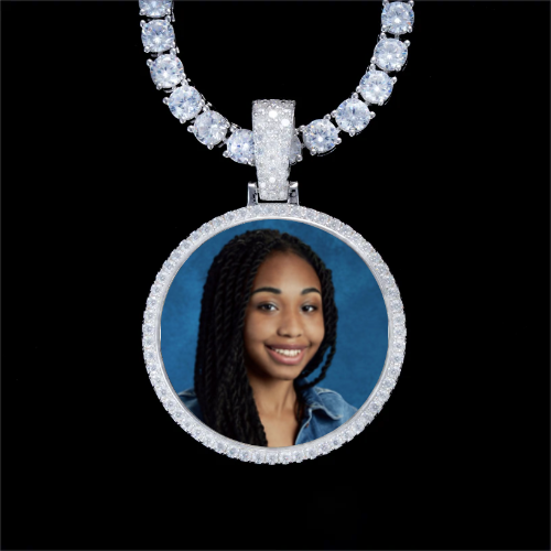 925S & VVS Moissanite 3D Circle Custom Picture Pendant