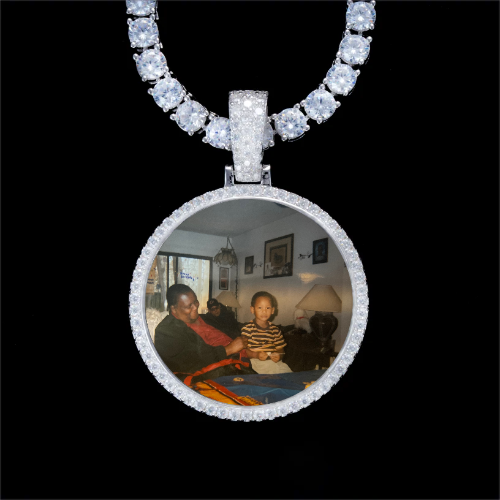 925S & VVS Moissanite 3D Circle Custom Picture Pendant
