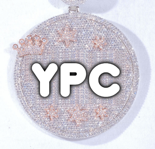 CUSTOM LETTER NECKLACE 3D BIG CROWN DISC
