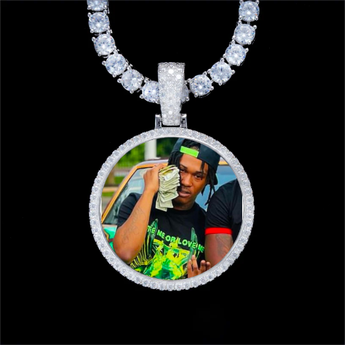 925S & VVS Moissanite 3D Circle Custom Picture Pendant