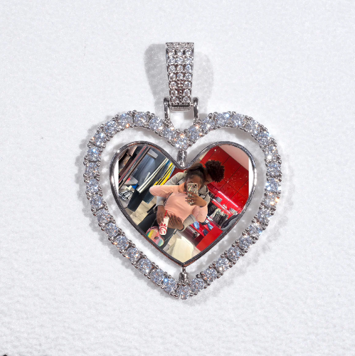 3D Spinning 2-Faced Heart Custom Picture Pendant