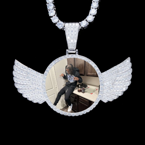 925S & VVS Moissanite 3D Wing Custom Picture Pendant