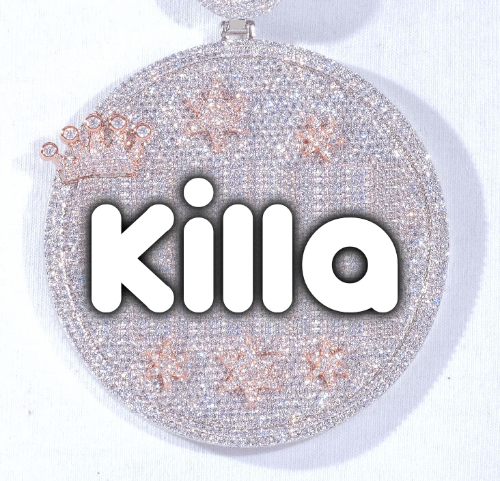 CUSTOM LETTER NECKLACE 3D BIG CROWN DISC
