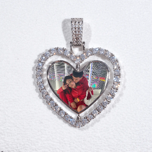 3D Spinning 2-Faced Heart Custom Picture Pendant