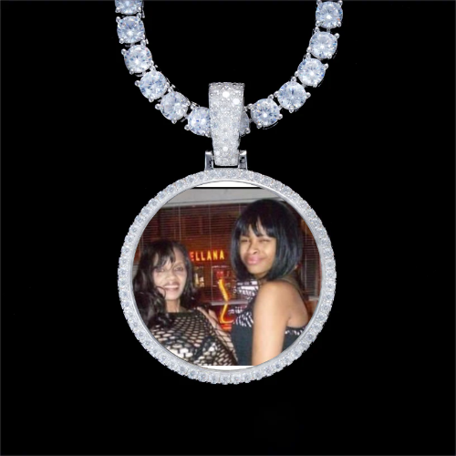 925S & VVS Moissanite 3D Circle Custom Picture Pendant