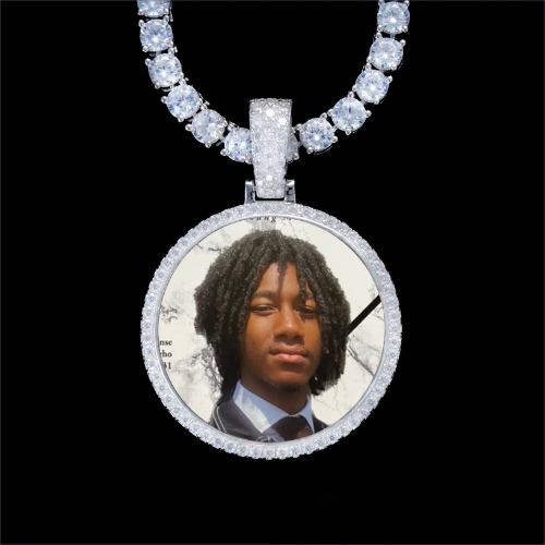 925S & VVS Moissanite 3D Circle Custom Picture Pendant