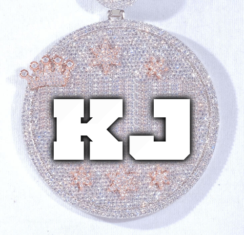 CUSTOM LETTER NECKLACE 3D BIG CROWN DISC
