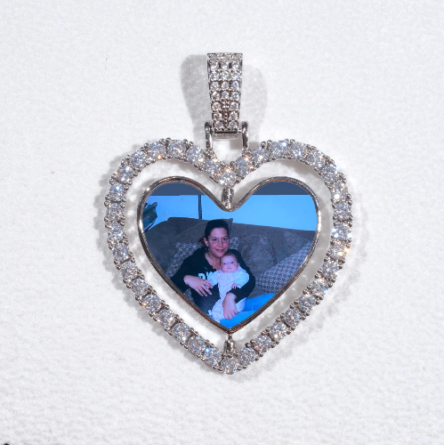 3D Spinning 2-Faced Heart Custom Picture Pendant