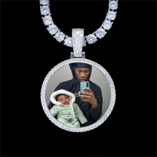 925S & VVS Moissanite 3D Circle Custom Picture Pendant