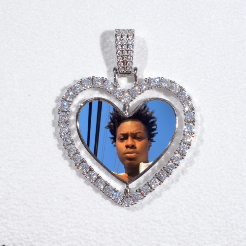 3D Spinning 2-Faced Heart Custom Picture Pendant