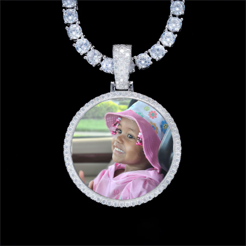 925S & VVS Moissanite 3D Circle Custom Picture Pendant
