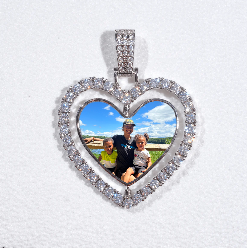 3D Spinning 2-Faced Heart Custom Picture Pendant