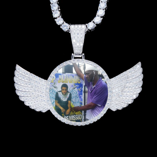 925S & VVS Moissanite 3D Wing Custom Picture Pendant