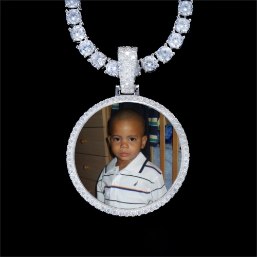 925S & VVS Moissanite 3D Circle Custom Picture Pendant