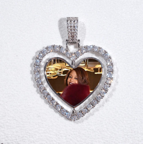 3D Spinning 2-Faced Heart Custom Picture Pendant