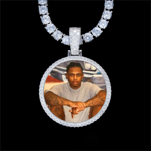 925S & VVS Moissanite 3D Circle Custom Picture Pendant