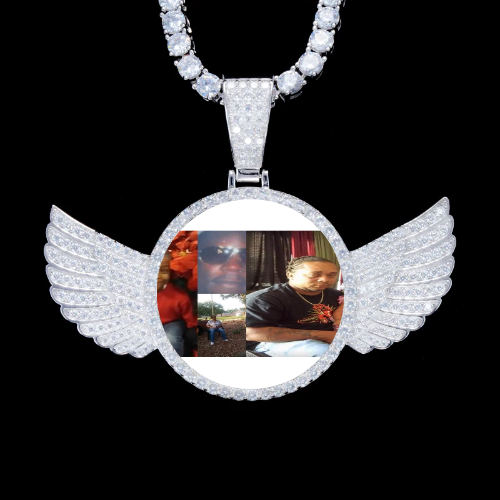 925S & VVS Moissanite 3D Wing Custom Picture Pendant