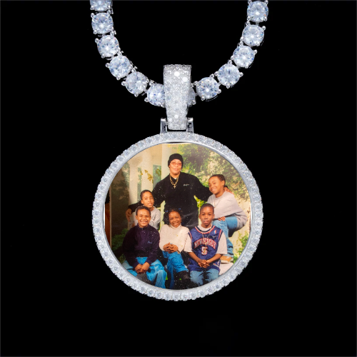 925S & VVS Moissanite 3D Circle Custom Picture Pendant