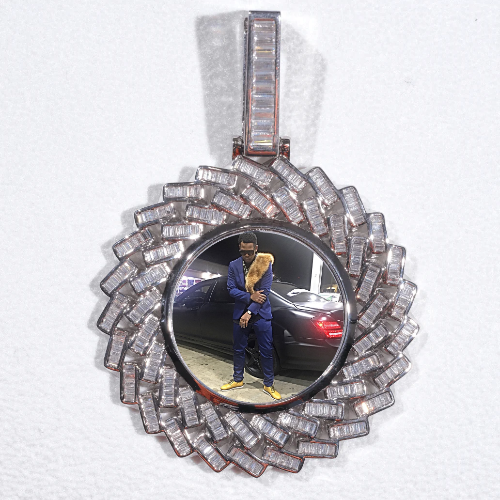 Large 3D Baguette Custom Picture Pendant