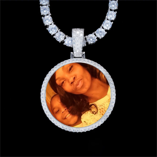 925S & VVS Moissanite 3D Circle Custom Picture Pendant