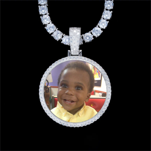 925S & VVS Moissanite 3D Circle Custom Picture Pendant